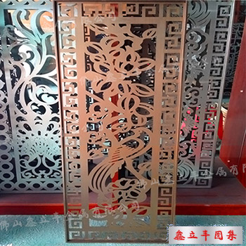 玫瑰金激光雕花不銹鋼屏風
